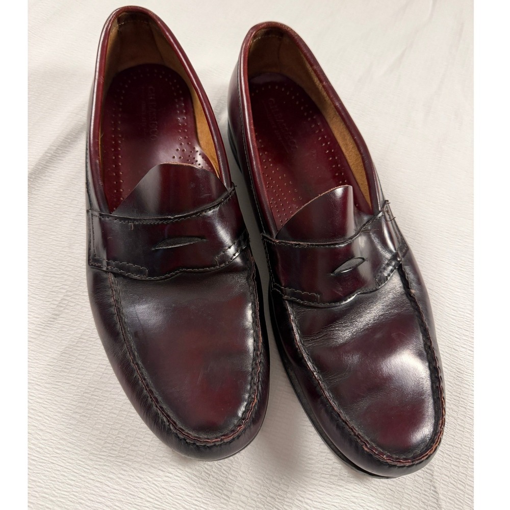 GH Bass & Co Mens Burgundy Oxblood Leather Penny Loafers Dress Shoes Slip On 14D
